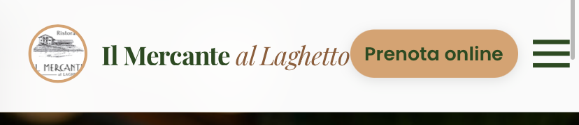 Sito Il Mercante al Laghetto dopo, bottone Prenota online